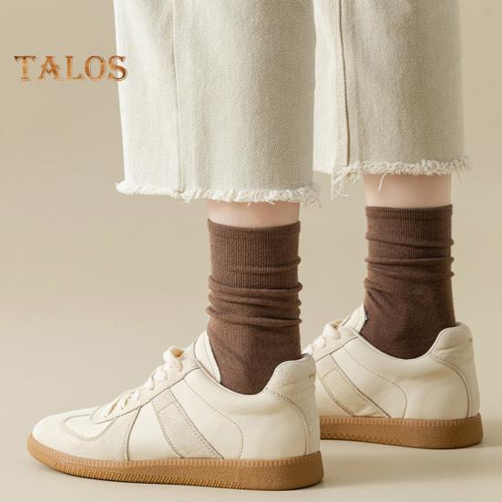Women's Retro Mid-Calf Socks Warm Crew Socks Solid Color Cozy Stacking Socks No Pilling Soft Long Socks for Fall Winter