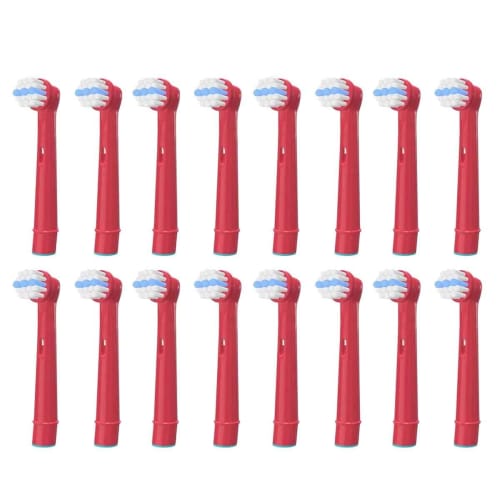 WuYan Compatible Braun Oral-B Electric Toothbrush Replacement Brush Set for Kids, Red, 16 Brushes