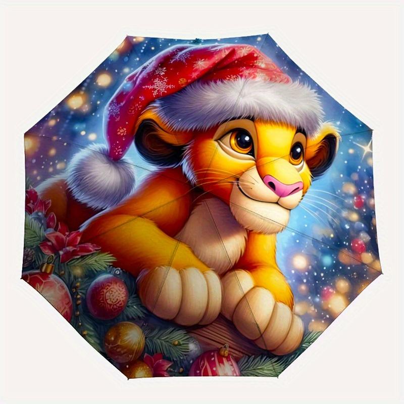 

1pc Christmas Simba Automatic Umbrella Durable Iron Frame & Plastic Handle, Sturdy Construction, Playful Design yy250822028