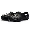 Crocs Classic Clog 811 Made Punk Wild Hip Hop Black Samurai Decorative Buckle Hand-painted Spray Paint Hole Shoes Unisex Black