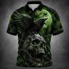Men Halloween Skeleton 3D Printed Short‑Sleeve Collared Polo Shirt Buttons Casual Athleisure Spring Summer Daily Festival Outfit