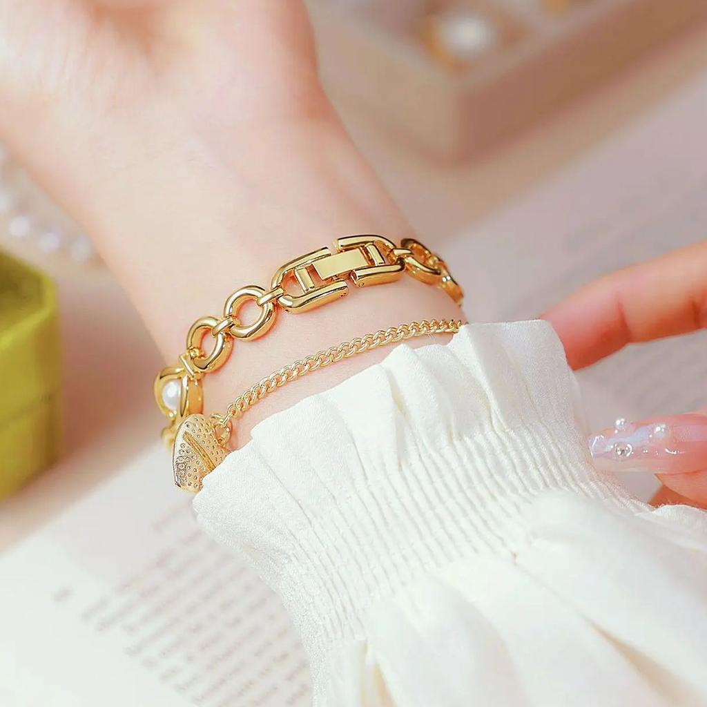 Women's Watch Light Luxury Brand Green Jade Jade Crystal Bracelet Versatile Female Fashion Bracelet Quartz Clock Watches