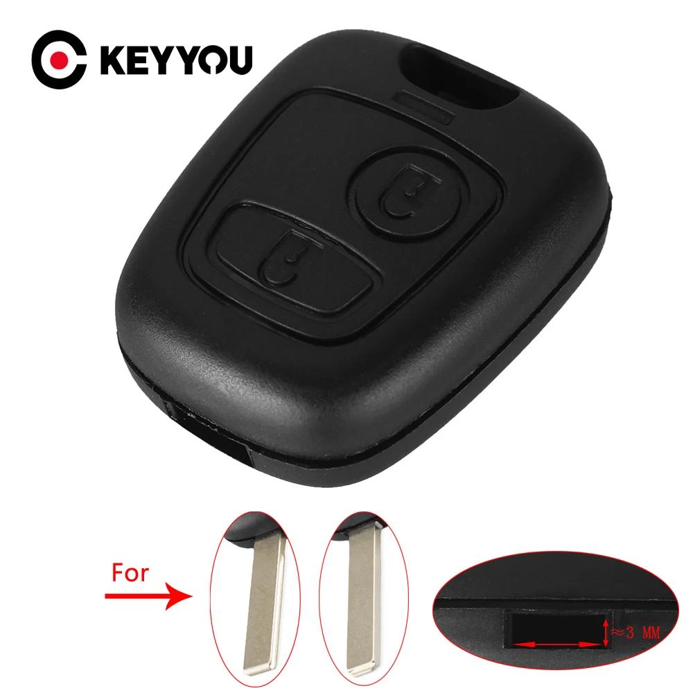 KEYYOU Remote Key Shell Case Fob For Toyota AYGO For Citroen For Peugeot No Blade No Logo 2 Buttons