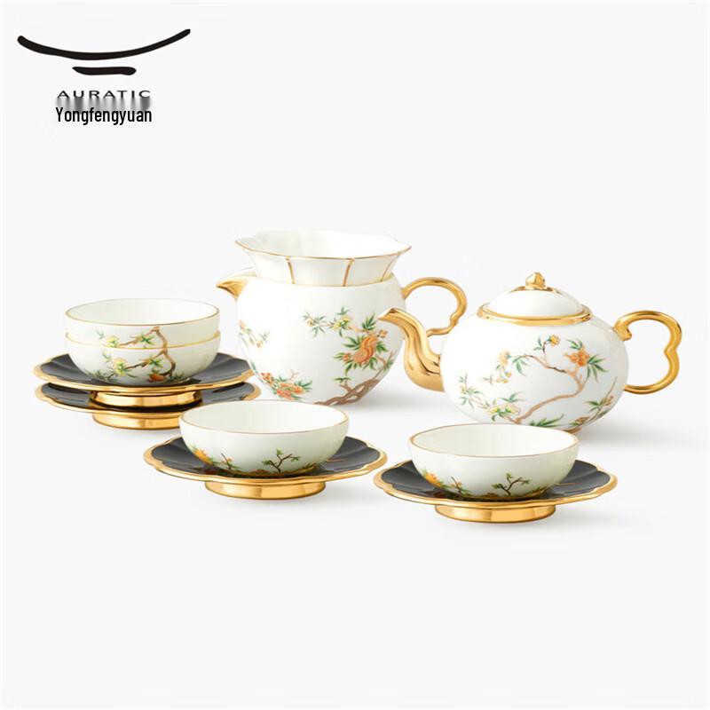 Yongfengyuan Madame Porcelain Pomegranate Garden 12-Piece Tea Set