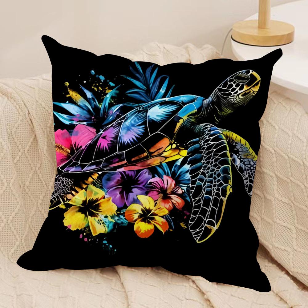 

Hawaiian turtle Cushion Cover Short plush Doublesided Print Square Throw Pillow Covers Sofa Home Cushion Decor 30x30cm