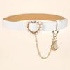 Pu Smooth Elegant Buckle Black And White Waist Belt With Heart Design For Students