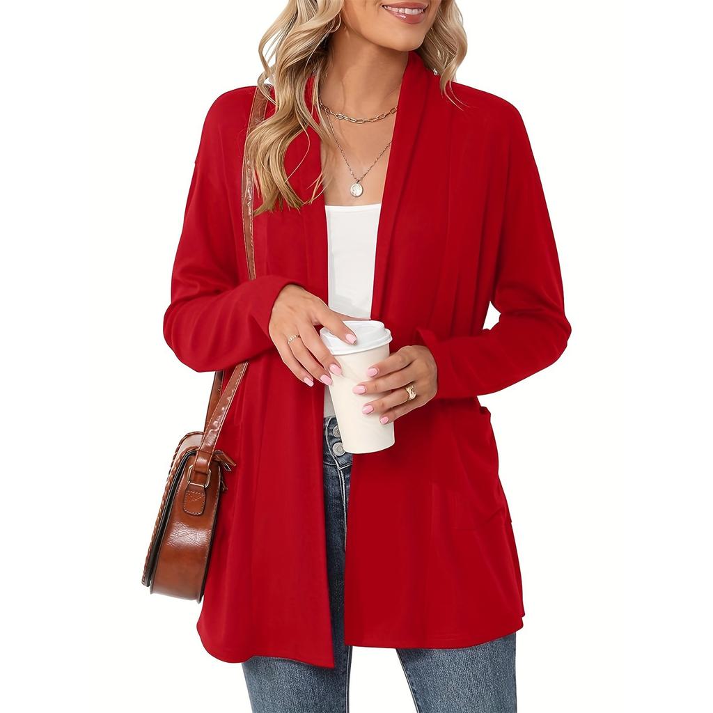 Women's Lightweight Cardigan Sweaters Open Front Long Sleeve Casual Loose Thin Cardigans With Pockets