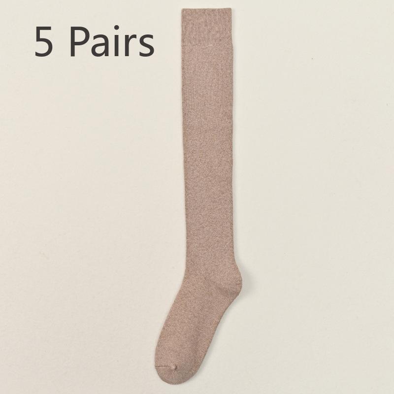 

5 пар мужских зимних однотонных деловых толстых шерстяных носков с теплым кольцом до колена, антипиллинговые высокие носки 5 Pairs телесный
