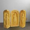 Wooden Catholic Sacramental Triptych Box Religious Sculpture Traditional with Holy Family Figures