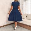 Summer new fashion polka dot women's dress sexy V-neck breasted short-sleeved floral dress