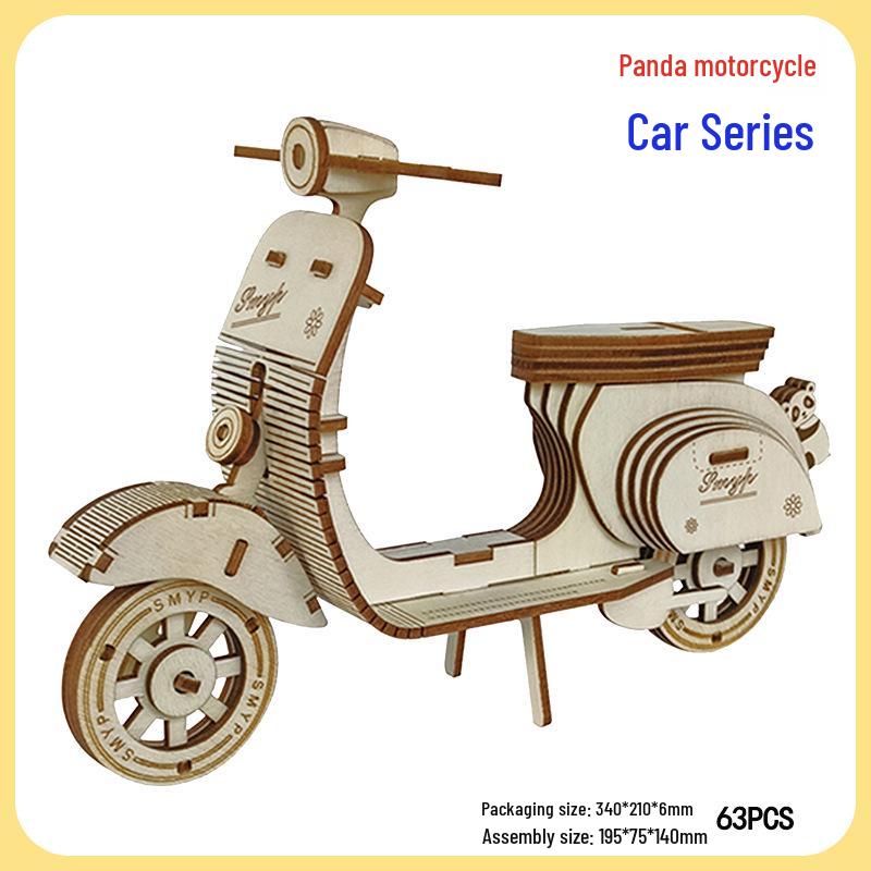 3D Wooden Steam Locomotive Puzzle Toy - DIY Handmade Model for Children