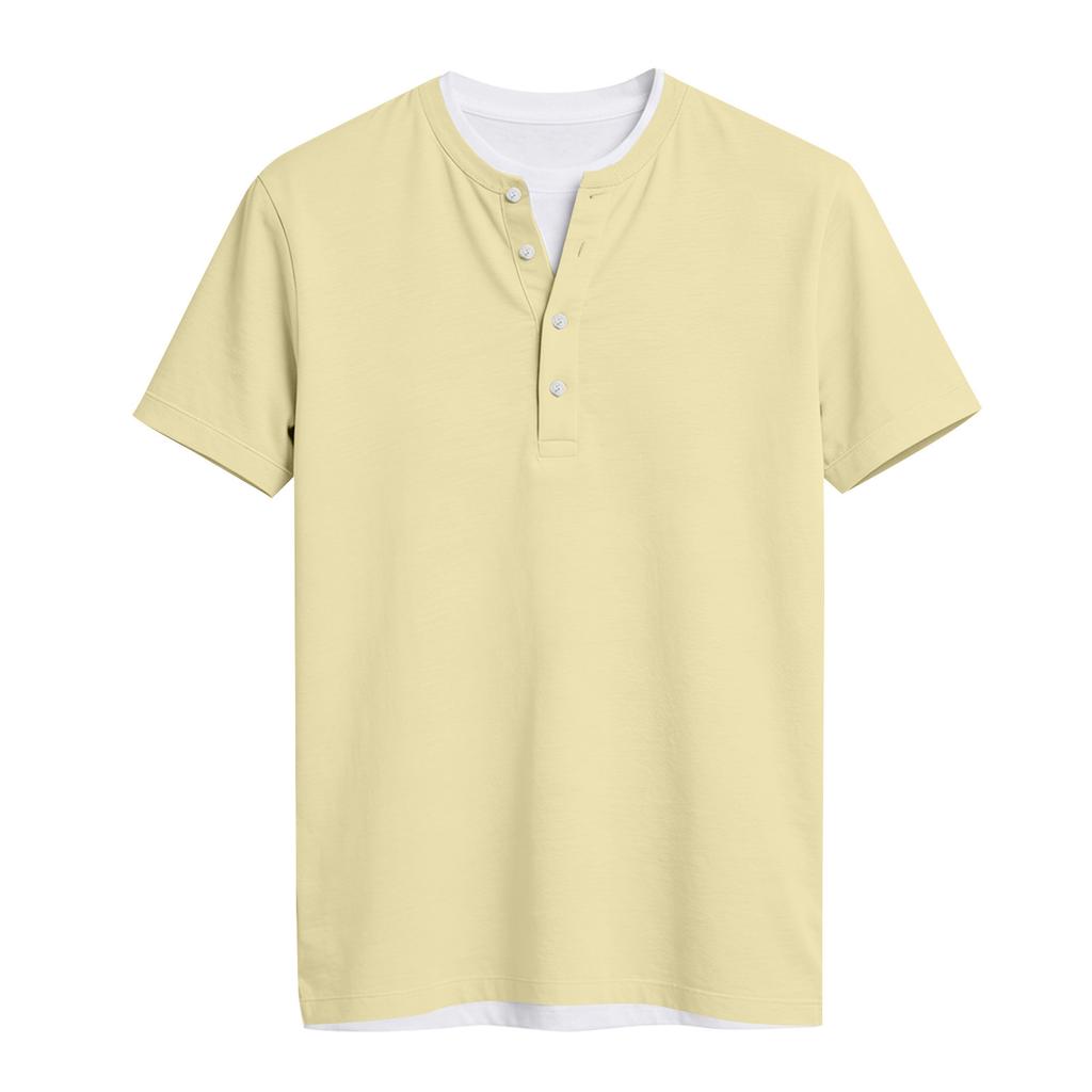 Women's Casual Color V,neck Short,sleeved T,shirt With Decorative Buttons.