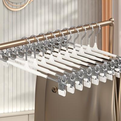 10er-Pack Hosenbügelclip, einziehbarer Kleiderschrank, spurloser JK-Kleiderbügel, Kleiderbügel-Kollektion, Rockclip aus Edelstahl, Trockenclip