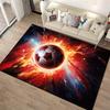 Fiery Soccer Ball Carpet with Space Background for Home Decor Suitable for use as an anti-slip for living room bedroom sofas