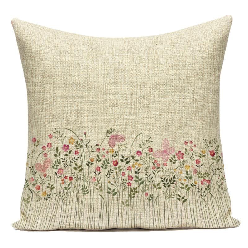Polyester Cojines Decorativos Para Sofa Farmhouse Decor Flower Floral Pillow Cover Decorative Cushion Cover For Living Room