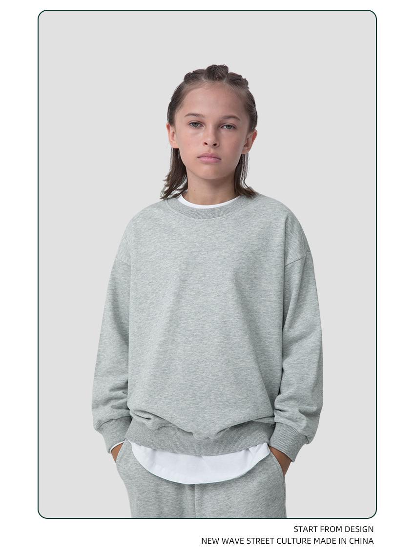 

Children s Solid Color Loose-Fit Sweatpants and Sweatshirt Set - Combed Cotton, Large Terry Cloth for Big and Middle Kids 120 cm