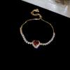 High-End Zircon Floral Heart Bracelet - Luxurious Sparkle for Women
