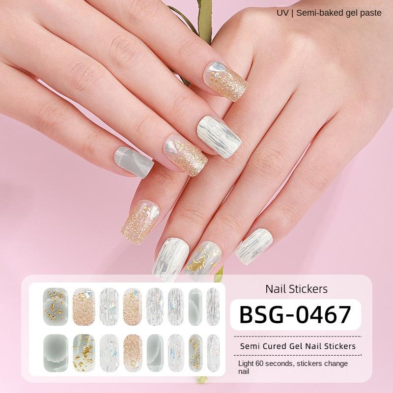 

Новые полузастывшие гелевые наклейки для ногтей 3D бронзирующий лак для ногтей клей гелевые наклейки для ногтей полузастывшие наклейки для ногтей BSG-0467
