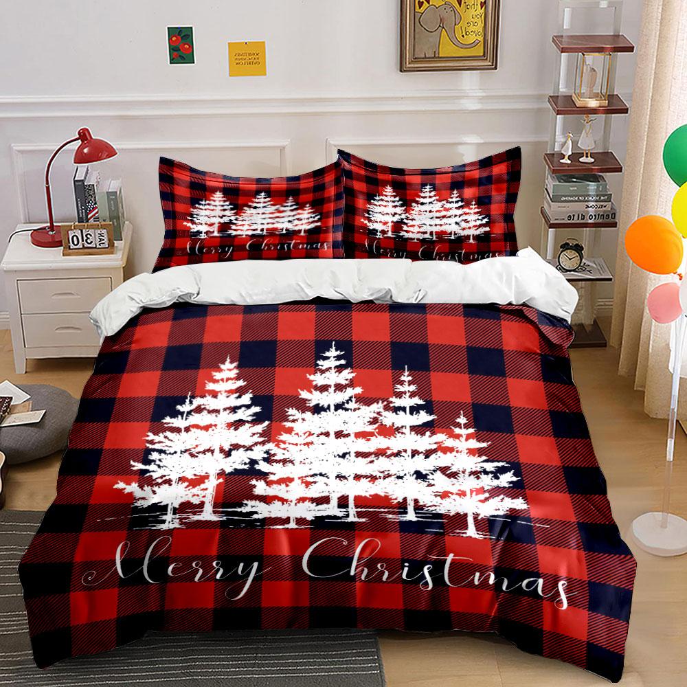 "Merry Christmas Plaid Bedding" Bedding Duvet Cover Set Duvet Cover Pillowcases (1 * Duvet Cover 2 * Pillowcases, without duvet insert)