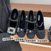 Inside Heightening Grey Plush Shoes Fashion Grey Wear Internet Celebrity Blogger Mary Jane High Heel Plush Cotton Shoes