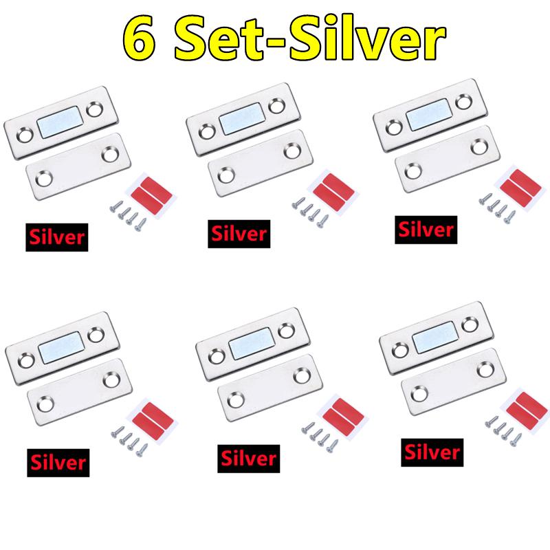 6-1Set Strong Magnetic Cabinet Catches Ultra-Thin Door Magnets Stops Invisible Adhesive Drawer Magnet Catch for Kitchen Closer