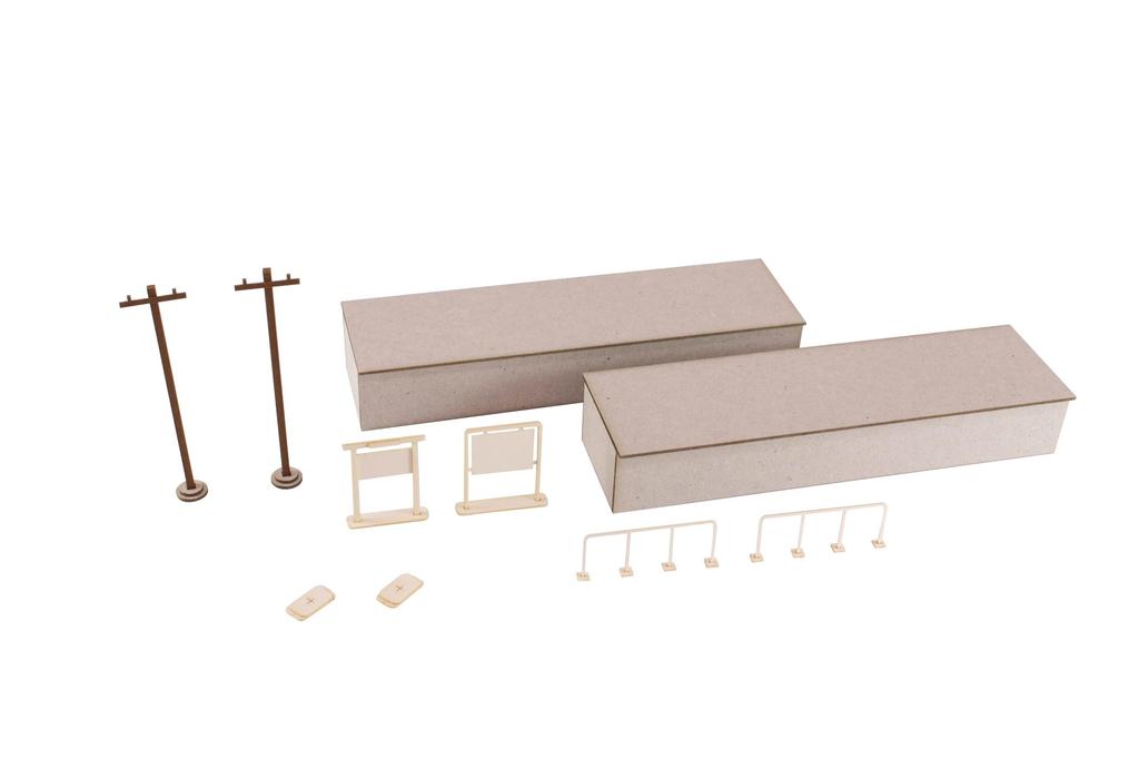 PLUMPMOA HO gauge 180 Street corner accessory series Island local platform extension set A (electric poles and station name plates) Paper kit MS079