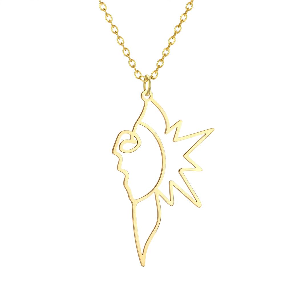 Kinitial Cactus Saturn Planet Infinity Lips Bird Landscape Sun Mountain Stainless Steel Pendant Necklace For Women Jewelry Gift