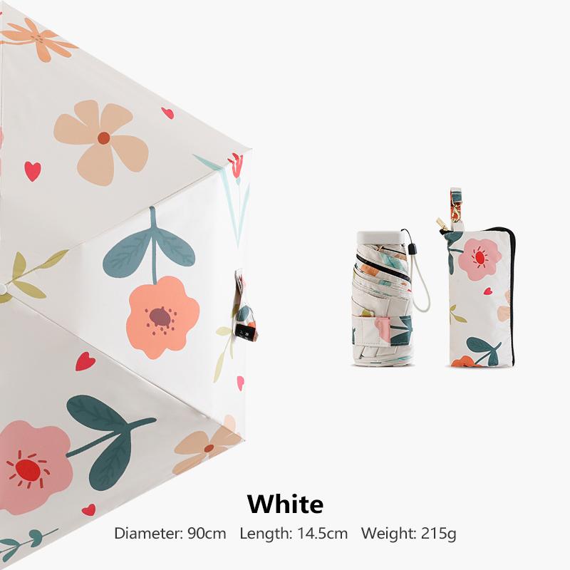 New 14CM Mini Six Folding Umbrella Women Small Portable Sun Umbrella Anti UV Storage Case Pocket Umbrellas Sunscreen Parasol 6K