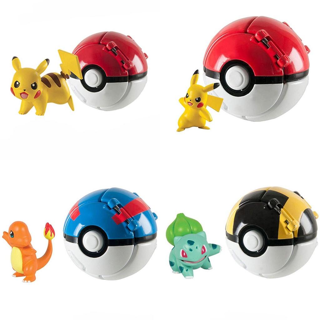 Pokemon Poke Ball Elf Figure Model Toy Pikachu Charmander Litten Rockruff Game Anime Figure