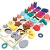 Children's Educational 5-in-1 Puzzle Board: Fishing, Numbers, Fruits & Building Blocks.