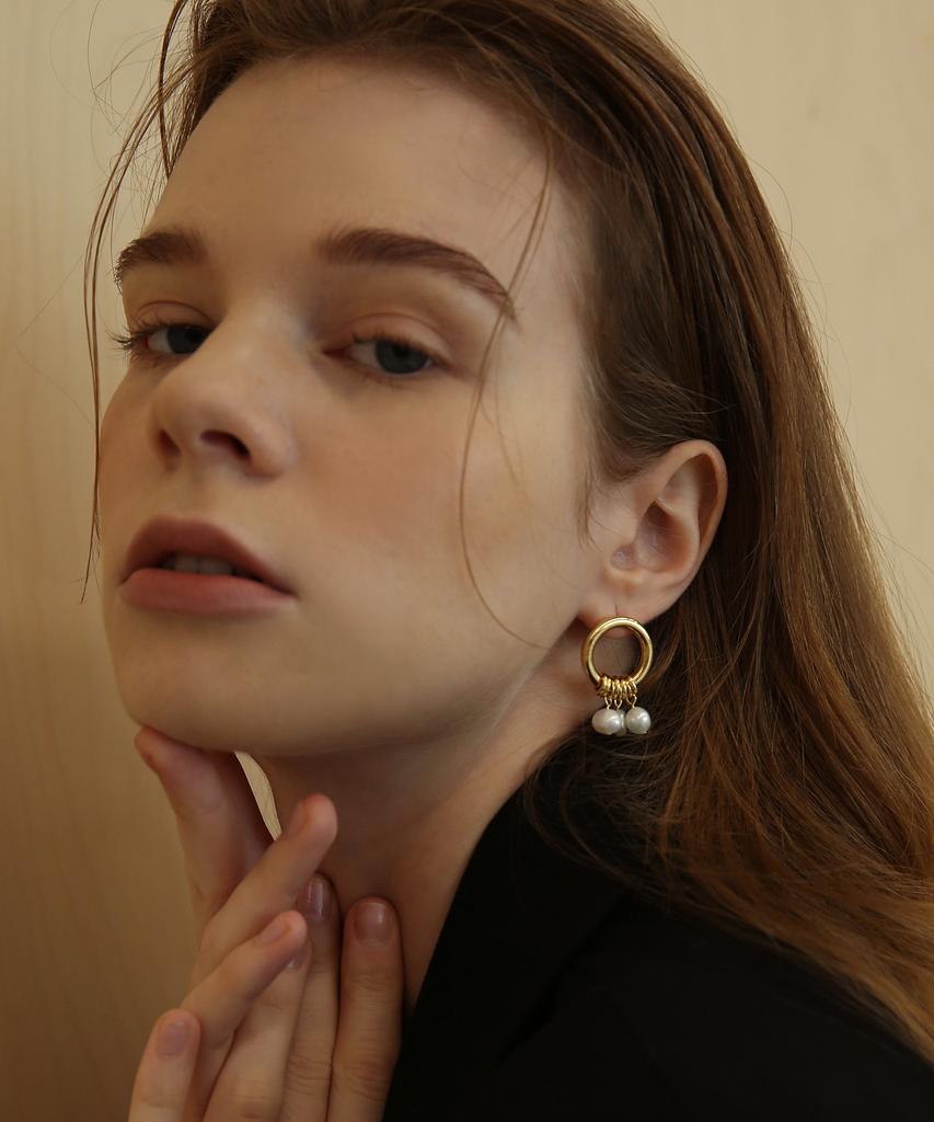 Lazydawn Pearl Drop Hoop Earring E012
