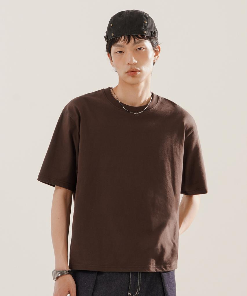 JEMUT Boy Crop Short Sleeve T-Shirt Dark Brown Kjst2619