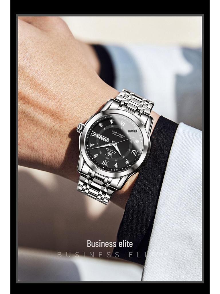 Oulishi Quartz Luminous Dual-Calendar Watches for Men and Kids