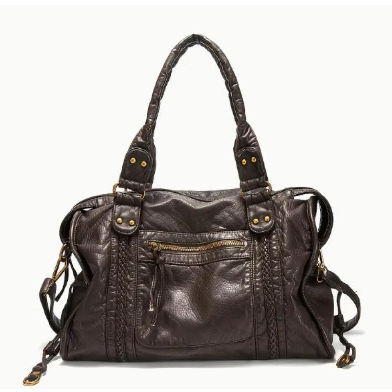 Simple and Large-capacity Tote Bag, Women's Work Washed Commuter Handbag Bag, Fashionable One-shoulder Underarm Messenger Bag.