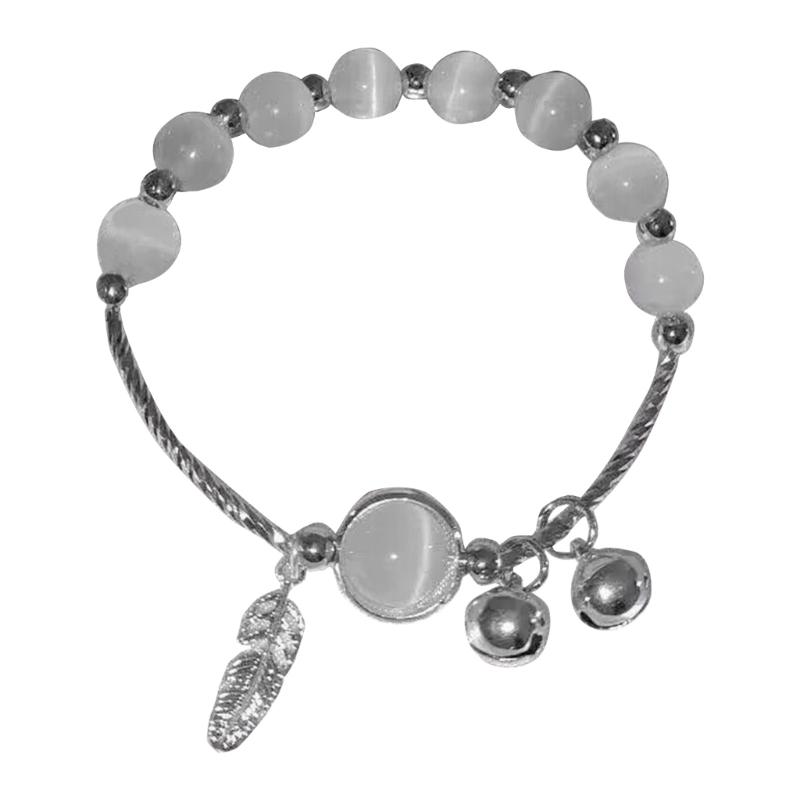 Stylish Cats Eye Inspire Bell Charm Bracelet Elastic Designs for Comfortable Wear Romance Gifts and Friendship Bonds белый