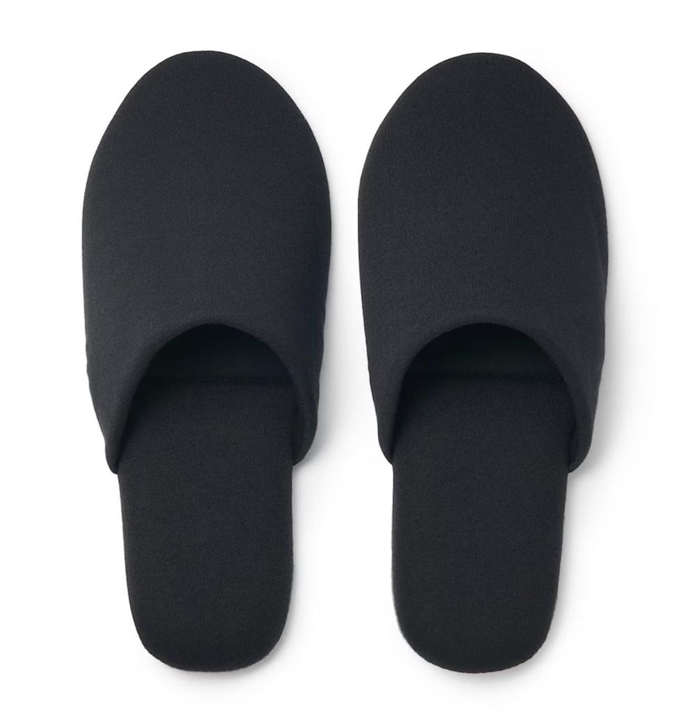 MUJI Washable Portable Black Slippers, (Sizes 22.0-24.5)