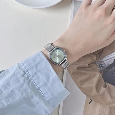 Luxus Damen Kleine Quadratische Quarz Uhr Mode Grünes Zifferblatt Edelstahlarmband Armbanduhr Montre Femme Reloj Mujer Dropshipping