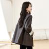 Coffee Lapel Leather Jacket Women's Spring New Fashion Jacket