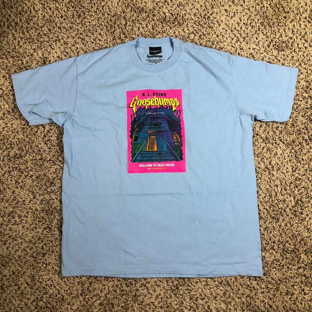 NEW Goosebumps Dumbgood Men Sz L Blue Shirt Horror Book R.L Stine Dead House Unisex T-Shirt S