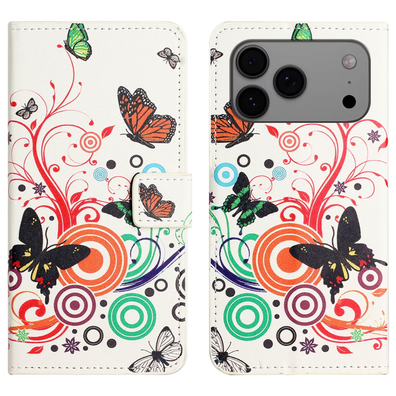 For iPhone 17 Pro Case Pattern Print PU Leather Wallet Phone Cover A