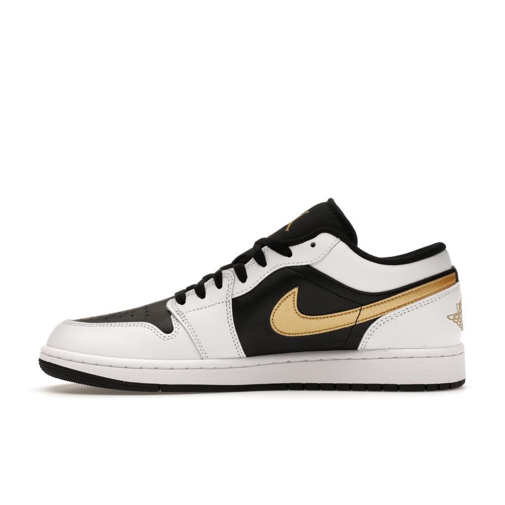 Air Jordan 1 Low Gold Swoosh Men Sneakers White Black Metallic-Gold 553558-172