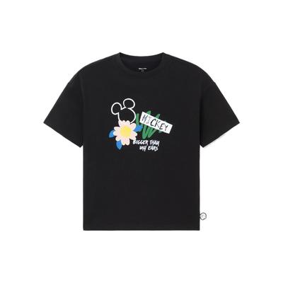 Li Ning X Disney Cartoon Pattern Loose Fit Round Neck Short Sleeve T-Shirt Women Tops Black AHSS574-2