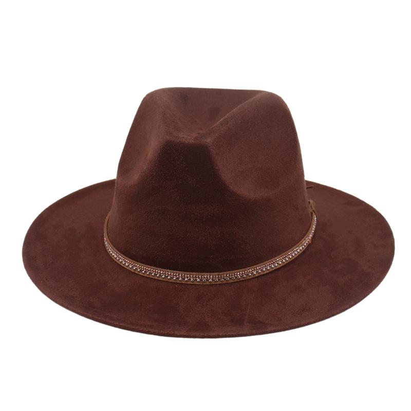 Solid Color And Western Cowboy Hat Felt Hat Woolen Top Hat Amazon Cross-Border Wholesale Retro Ethnic Fashion Hat