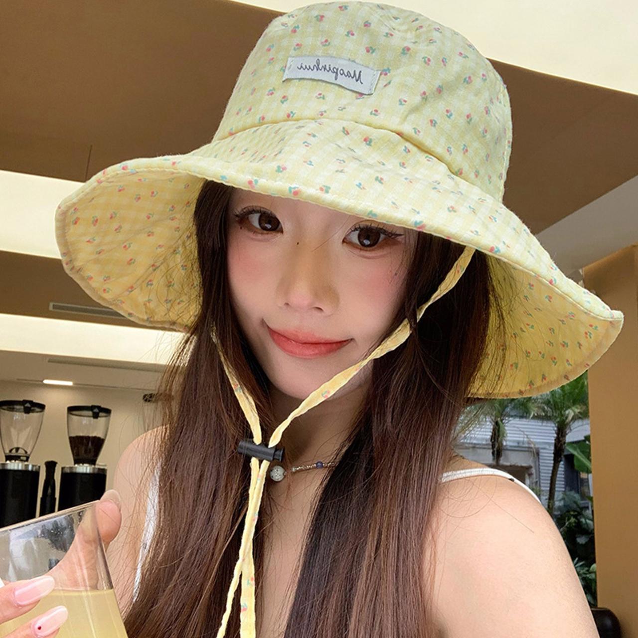 My Extreme Outdoor Activities Women's Purple Fashion Plaid Fisherman Hat For Flower Print Summer Wide Brim Sun Visors Flat Top Basin Cap Girls Travel Outdoor Hat