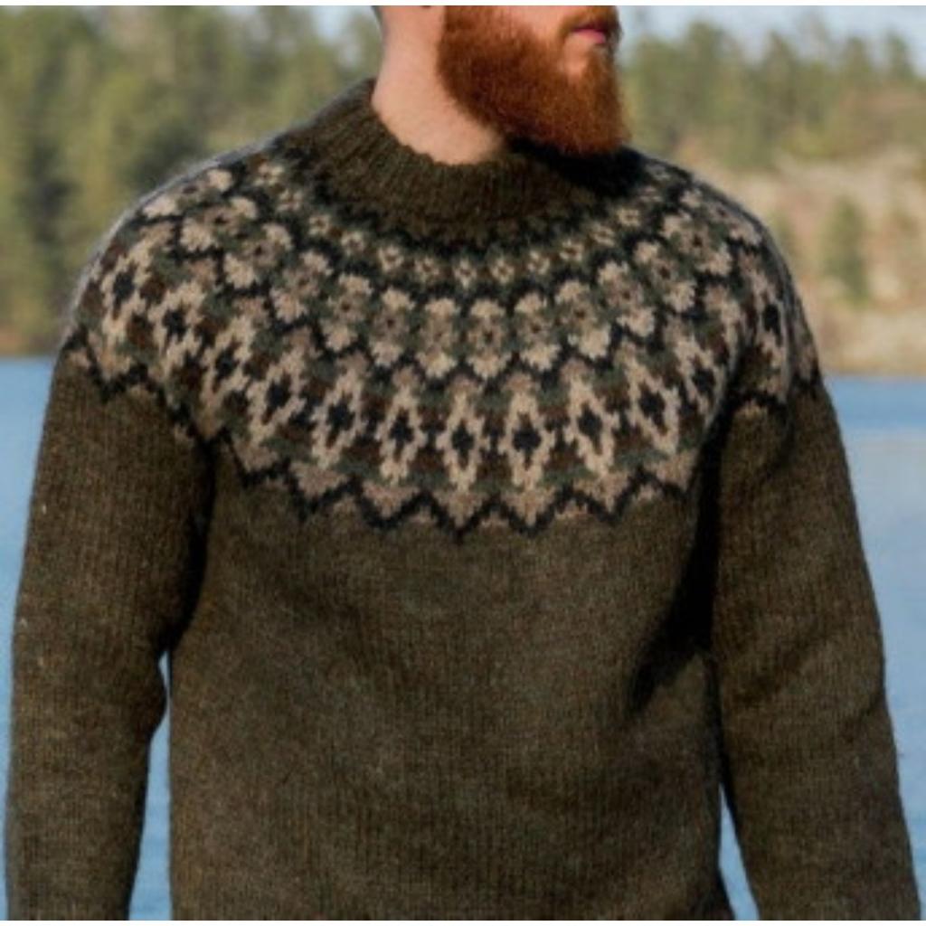 Women's Round Neck Long Sleeve Fair Isle Knit Sweater Regular Fit Casual Pullover Top