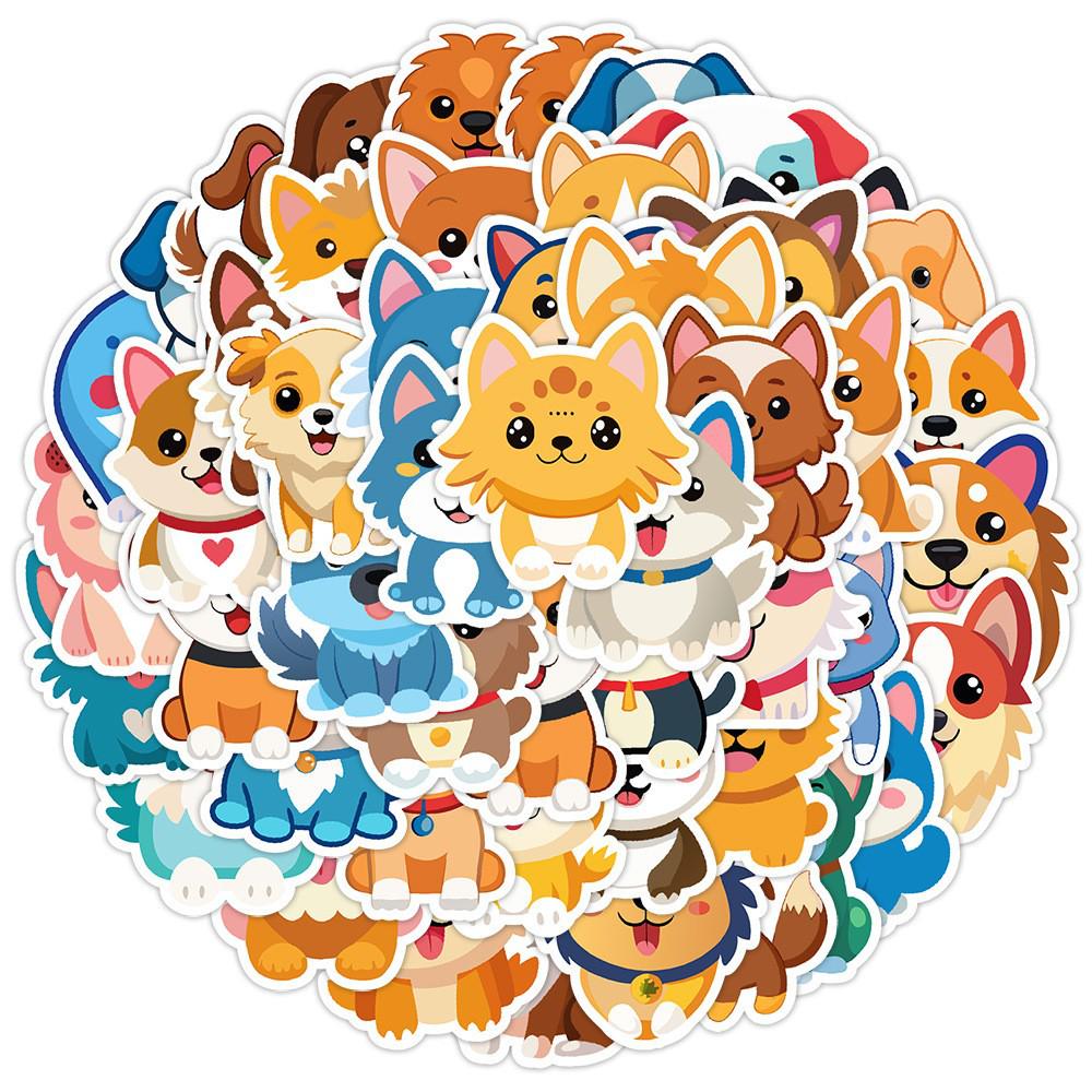 50PCS Cute Cartoon Puppy Stickers: Waterproof Decorative Decals for Phone, Tablet, Laptop, and Refrigerator