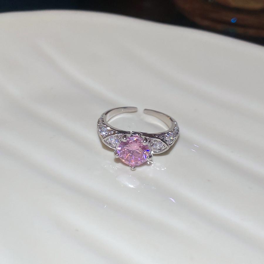 

Geometric Zircon Oval Open Ring For Women Summer Fashion Accessory StyleB