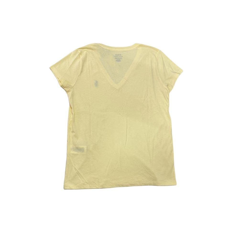 Polo Ralph Lauren Solid Color Logo Embroidered V-Neck Short Sleeve T-Shirt Women Tops Yellow 211682523-089