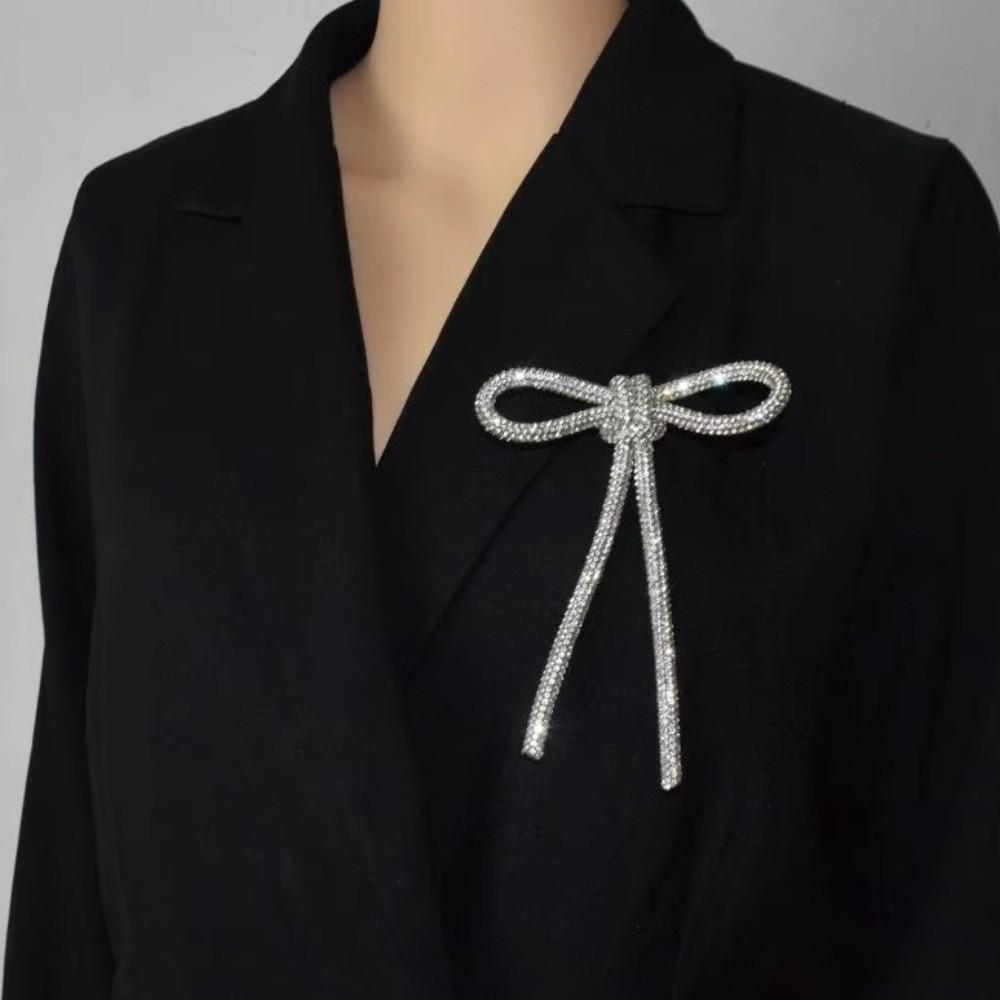 Exquisite Kristall Schleifen Broschen Funkelnde Mode Anzug Zubehör Geschenk Strassstein Anstecknadel Blazer