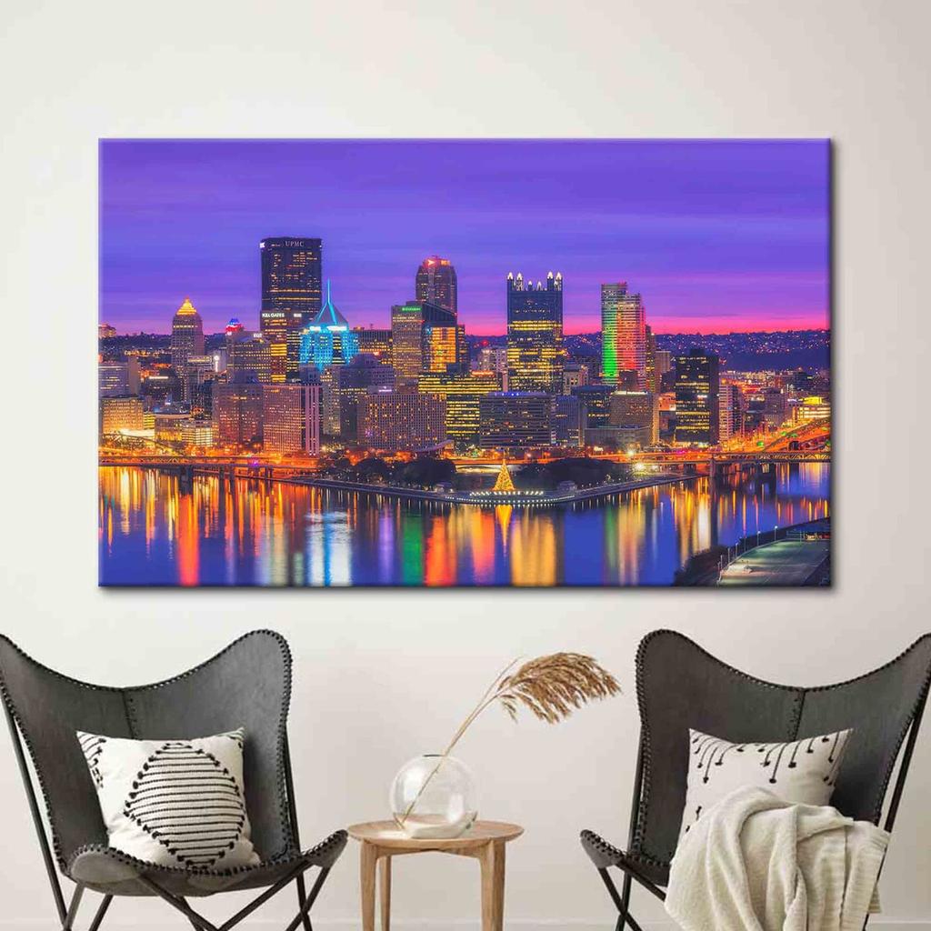 Famous City Night Landscape Poster Louvre Museum Rome Colosseum Jerusalem Sunset Wall Picture Print Home Decor Canvas Painting